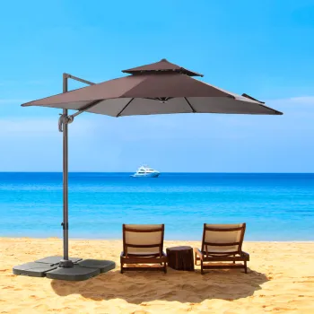 3M Dia 2 Top Manual Aluminum Frame Beach Banana Umbrella with Colored Gel​