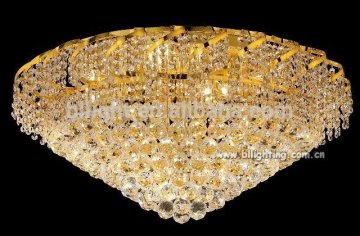 Golden side dish style luxury crystal flush mount ceiling light