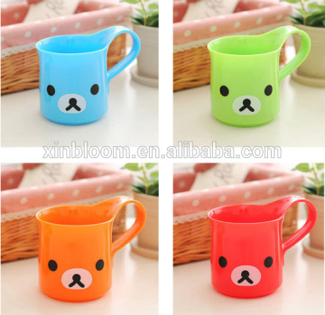 creative fashion cute cartoon little bear plastic tooth cup with handle for promotion and gift
