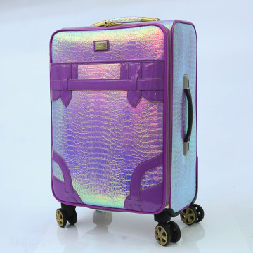 snake PU leather bright double spinner wheels luggage