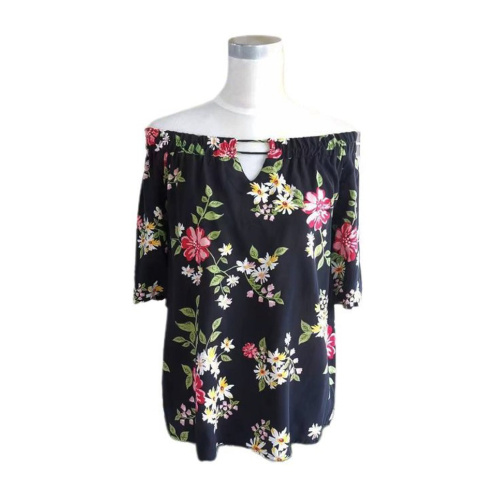Off Shoulder Floral Print Short Sleeve Blouse