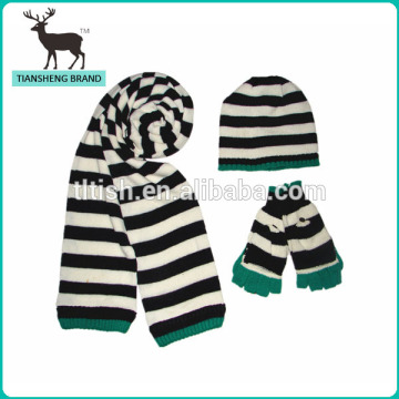 Adult Stripe Knit Hat and Scarf Set