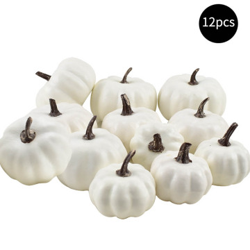 12pcs Artificial White Pumpkin Decor Fake Decorative Small Pumpkins For Harvest Halloween Fall Thanksgiving Wedding Decorating