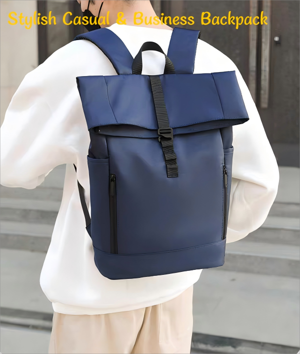 Durable roll-top laptop backpack for commuters