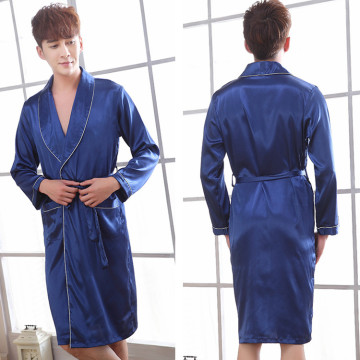 Long Faux Silk Robe Nightway Sleepwear voor heren
