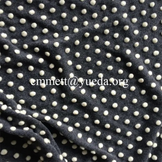 white colour wool polka pattern grey colour base jacquard design knit fabric