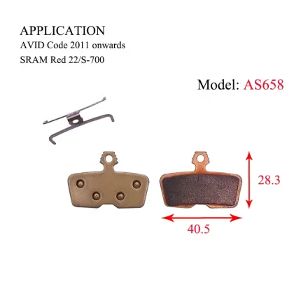 Sintered Bicycle Disc Brake Pads AS658 - Compatible with AVID Code (2011 Onwards), SRAM Red 22/S-700