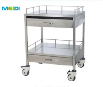 2-tier stainless steel hospital instrument medical trolley