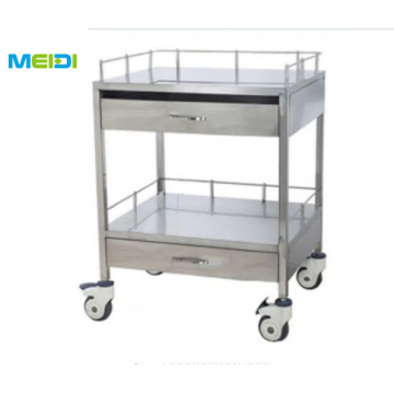 2-tier stainless steel hospital instrument medical trolley