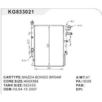 auto radiator car:MAZDA BONGO SR5AM OEM:WL64-15-200F