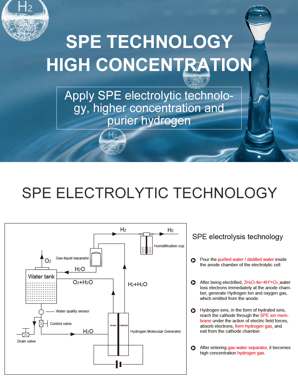 SPE PEM Hydrogen Generator Hydrogen Inhalation Machine Hydrogen Inhaler