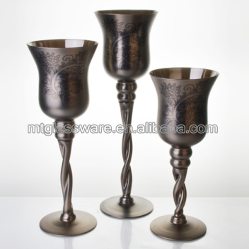 hanging tall long-stemmed glass candle holder