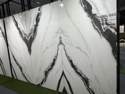 Rock slab type raw stone panda white