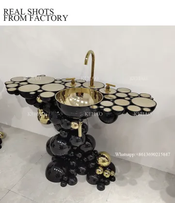 Dark Bathroom Design: Black Stainless Steel Semi-Spheres Freestanding Washstand Newton Washbasin