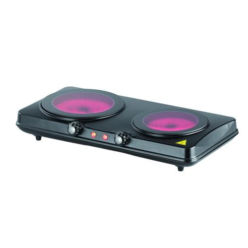 Cooktop de cerâmica de luxo preto gêmeo elétrico