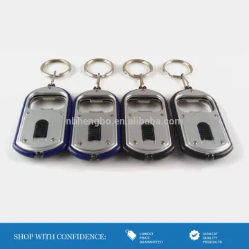logo available led bulb keychain with bottle opener
