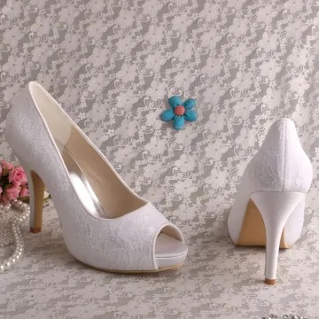 Peep Toe Bridal Shoes Lace with Platform