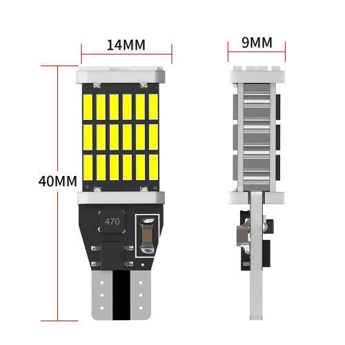 Super Bright 12-24V Car LED T15 W16W 45SMD CANBUS Amber Brake Tail Reverse Light Bulb