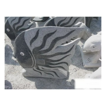 Flamed Surface Fish Stone Statue for Modern Home Decor