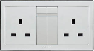 Double 3 pin wall electrical sockets with switches and lights pc panel