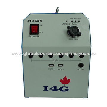 18V/50W Solar Home Light with 12V/60Ah Lead-acid Battery, 6-piece LED Lamp and One Fan