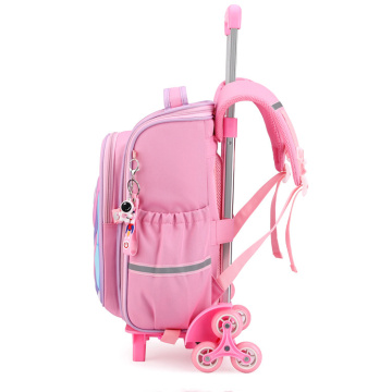 Kids' Cartoon Trolley Backpack for School with Wheels