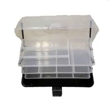 Plastic Fish Tackle Box 3-Tray Fishing Bait Organizer Case