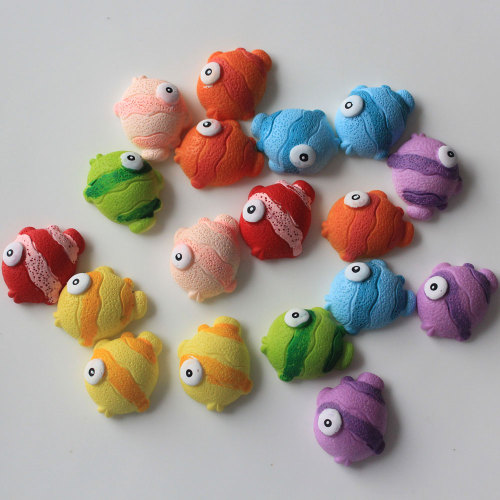 100Pcs/Lot 30*12MM Mixed Ocean Cute Fish Resin Flatback Cabochons Crafts Embellishment Ornament for Scrapbooking DIY Accessories