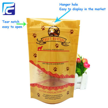 Customized ziplock pet food packaging bag with winow