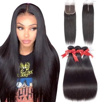 Cheap Wholesale Lace frontal free part Bone straight Indian virgin Remy hair bundle with lace front closure human hair pack