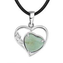 Green Aventurine Love Heart Birthstone Pendant Gemstone Necklaces for Women