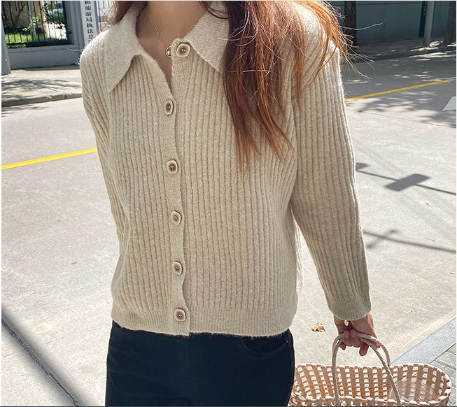 Autumn knitted button sweater