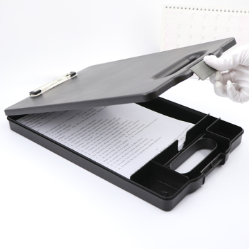 Custom Logo Portable Storage Clipboard Case A4 Document Box Stationery Hand-held Plastic Storage Clipboard With Handle