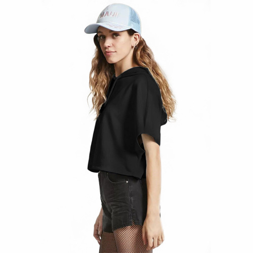 Women Cotton Crop Top Hoodie