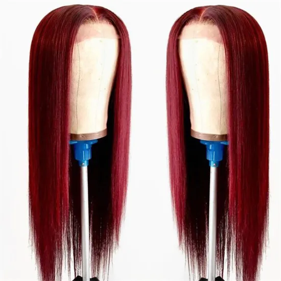 Hot Sale High Quality 13x4 Lace Frontal Wigs 99J 150% Density Straight Brazilian Human Hair Wigs Factory Wholesale