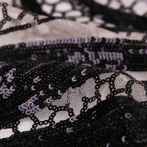 Dark Sequins Mesh Lace Embroidery Fabric