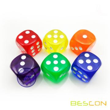 Dés en plastique transparent coloré 19MM, cubes de comptage transparents