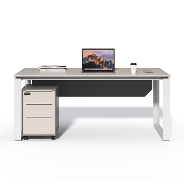 Modern Double-Color Hypotenuse Design Metal and Wood Modular Office Desk