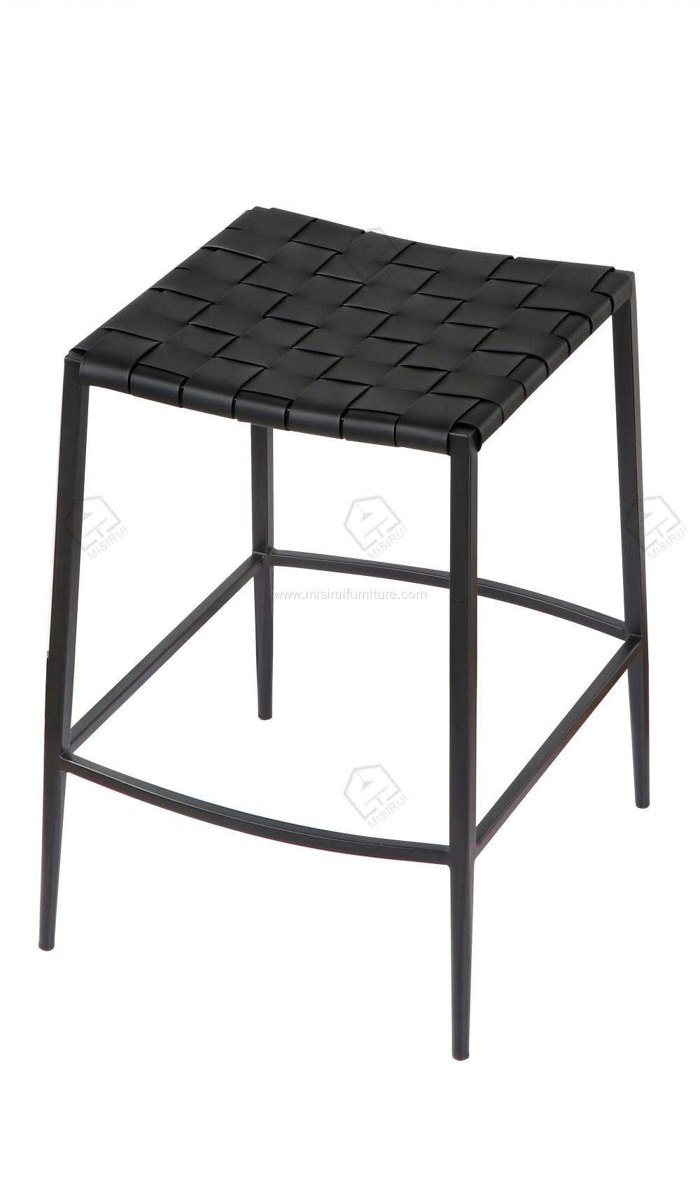 Saddle leather carbon steel black bar stool