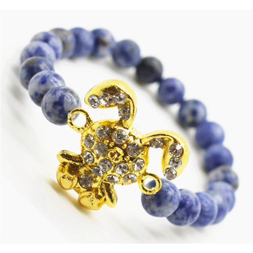 Sodalite Gemstone Bracelet with Diamante alloy rabbit Piece