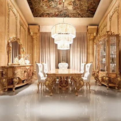 Royal Antique European Luxury Inlaid Dining Table