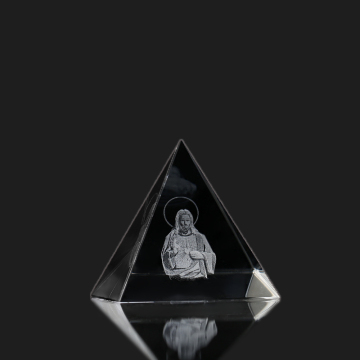 Clear Crystal Pyramid Laser Engraved Religious Energy Healing Egypt Crystal Glass Pyramid Home Decor