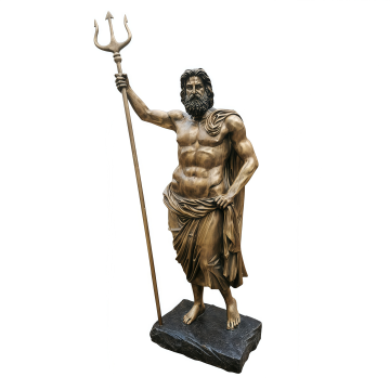 Exquisite Bronze Poseidon Statue with Trident