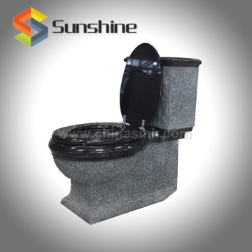 Absolute Black Granite Chiseled Surface Stone Toilet