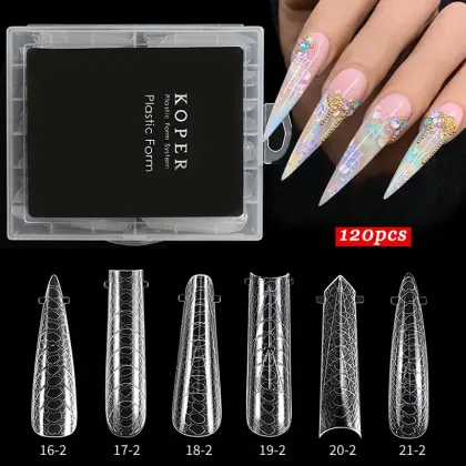 Miukiula 3D Snake Pattern Stiletto Nail Tips - Extra Long Dual Form