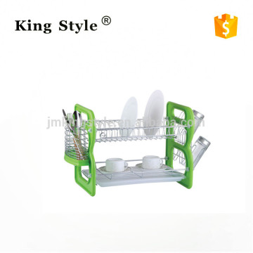 2015 New Style Two- Layer Dish Rack / Dish Drainer / kitchen Dish Rack / Kitchen Ware With PP Plastic Tray (KSD007)