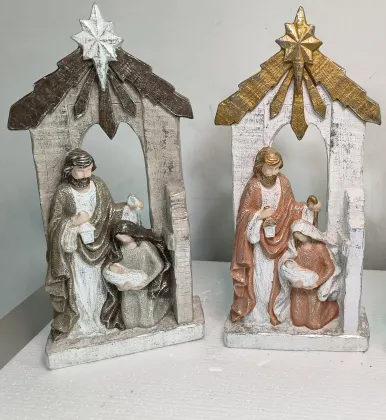 Polyresin Holy Family Figurine - Nativity Scene Religious Decor