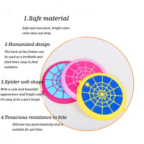 Spider-wed silikon traning anjing mainan haiwan peliharaan mengunyah frisbee