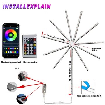 5050 5V USB RGB Indoor Decor Music Sync 24 Keys IR Remote Bluetooth Smart App LED Wall Light for Christmas Fireworks