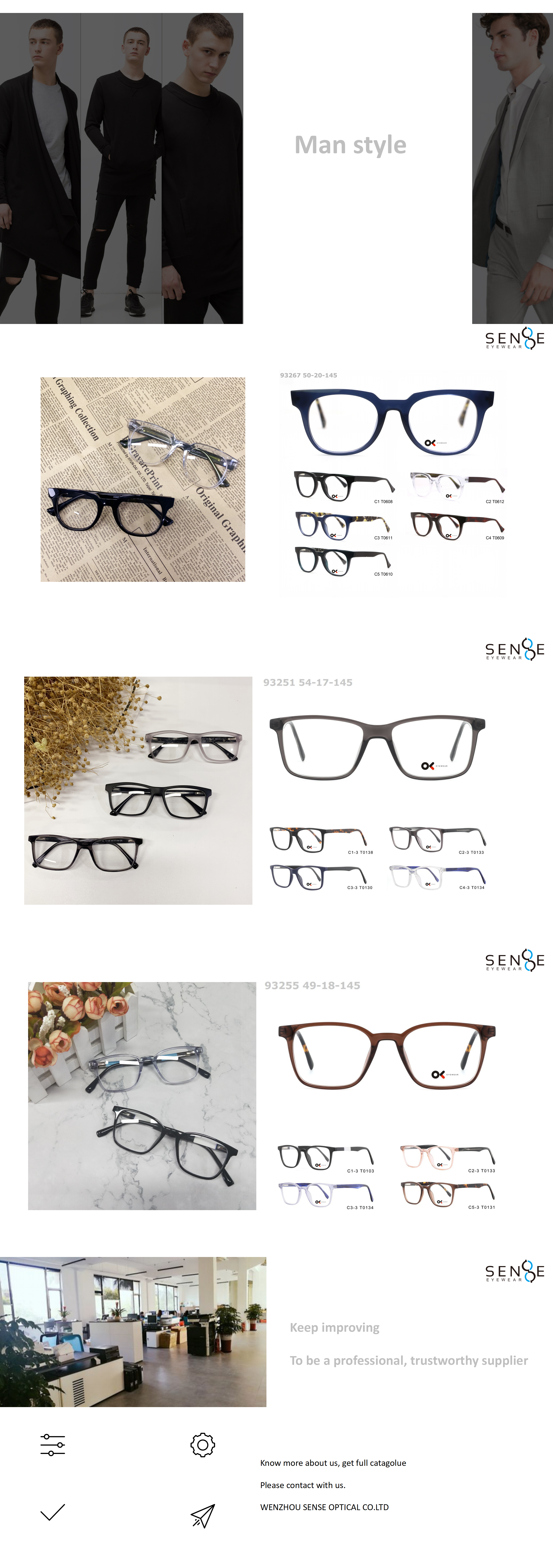 Men light acetate glasses frame Men light acetate glasses frame